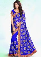 Sourbh Sarees Blue Embroidered Saree