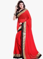 Sourbh Sarees Red Embroidered Saree