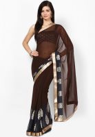 Subhash Sarees Georgette Brown Printed Saree