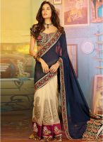 Touch Trends Blue Embroidered Saree