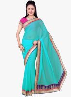 Triveni Sarees Aqua Blue Embroidered Saree