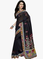 Triveni Sarees Black Embroidered Saree