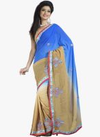 Triveni Sarees Blue Embroidered Saree