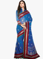 Triveni Sarees Blue Embroidered Saree