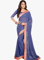 Triveni Sarees Blue Embroidered Saree