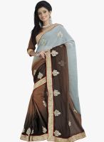 Triveni Sarees Brown Embroidered Saree