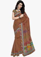 Triveni Sarees Brown Embroidered Saree