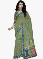 Triveni Sarees Green Embroidered Saree