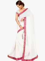 Triveni Sarees Off White Border Worked Festival Saree