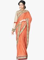 Triveni Sarees Orange Embellished Saree