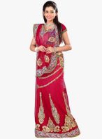 Triveni Sarees Red Embellished Saree