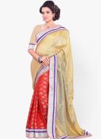 Triveni Sarees Red Embroidered Saree