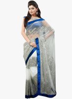 Triveni Sarees White Embellished Saree