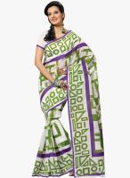 Triveni Sarees White Printed Saree