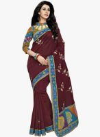 Triveni Sarees Wine Embroidered Saree