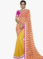 Triveni Sarees Yellow Printed Saree