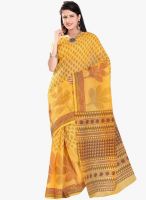 Triveni Sarees Yellow Printed Saree