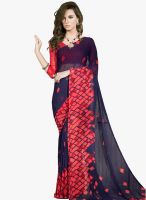 Vaamsi Navy Blue Printed Saree