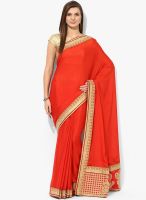 Vaishali Red Embroidered Crepe Saree