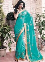 Vishal Blue Embroidered Saree