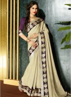 Vishal Cream Embroidered Saree
