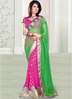 Vishal Green Embroidered Saree