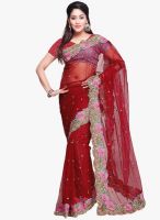 Vishal Maroon Embroidered Saree