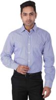 Warewell Men's Striped Formal Blue Shirt