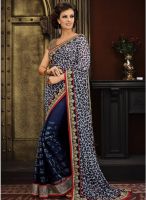 Xclusive Chhabra Blue Embroidered Saree