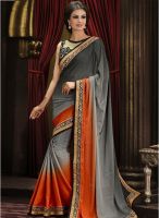 Xclusive Chhabra Grey Embroidered Saree