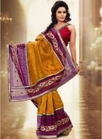 Xclusive Chhabra Mustard Yellow Embroidered Saree