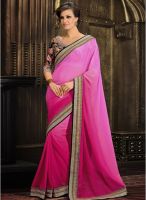 Xclusive Chhabra Pink Embroidered Saree