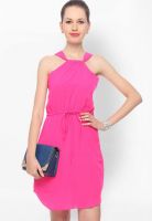 Alibi Pink Colored Solid Shift Dress