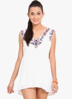 Ama Bella White Embroidered Shift Dress