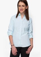 Amari West Blue Solid Shirt