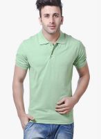 American Crew Green Solid Polo T-Shirts
