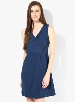 Arrow Woman Navy Blue Colored Solid Shift Dress