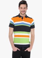 Basics Striped Green Polo T-Shirt