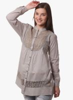 Being Fab Grey Embroidered Shirt