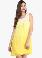 Besiva Yellow Colored Solid Shift Dress
