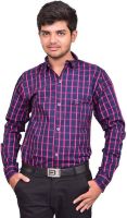 British Terminal Men's Checkered Casual Pink Shirt