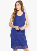 Code by Lifestyle Blue Colored Embroidered Shift Dress