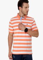 Crimsoune Club Orange Striped Polo T-Shirts