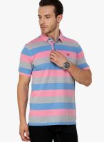 Crimsoune Club Pink Striped Polo T-Shirts