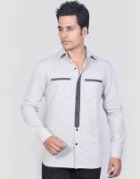 Dazzio Men's Solid Casual Grey Shirt