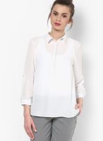 Dorothy Perkins White Half Placket Rollsleeve