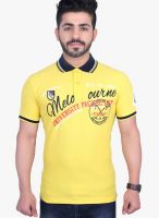 Duke Stardust Yellow Printed Polo T-Shirts