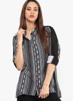 Femella Printed Shirt With Sheer Panel