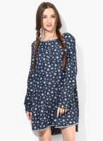 Ginger By Lifestyle Blue Colored Printed Shift Dress
