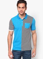 Giordano Aqua Blue Striped Polo T-Shirts